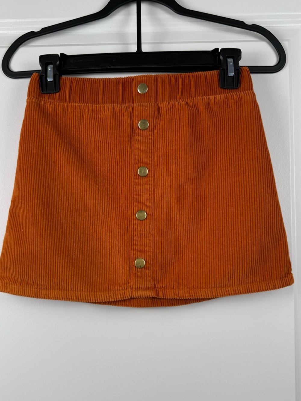 Isaac Mizrahi Burnt Orange Corduroy Button-Front Mini Skirt